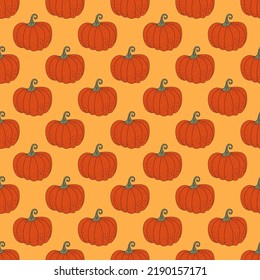 Seamless pattern with pumpkins. Harvest, autumn, pumpkin, Flat illustration. Vector.