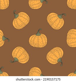Seamless pattern with pumpkins. Harvest, autumn, pumpkin, Flat illustration. Vector.