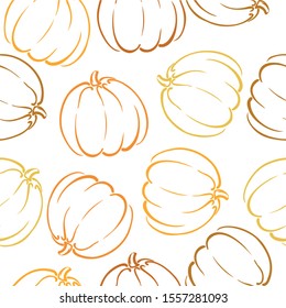 Seamless pattern with pumpkins on a white background