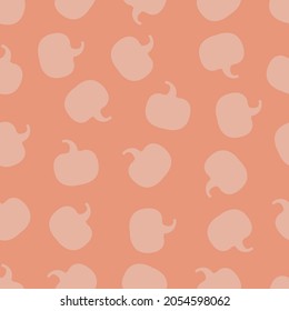 Seamless pattern with pumpkins silhouette on orange background. Halloween holiday. Vector illustration for wallpaper, wrapping paper and fabrics textile.