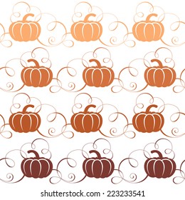 Seamless pattern with pumpkins and swirls. Pumpkins for Halloween party. Vector pumpkin for the web, for a card or for scrapbooking