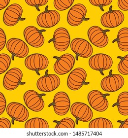Seamless pattern with pumpkins. Vector illustration