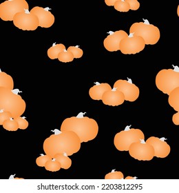 seamless pattern with pumpkins vector on black background - Halloween theme