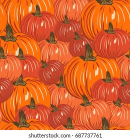 Seamless Pattern with pumpkins. Vegetable Design Pattern.
