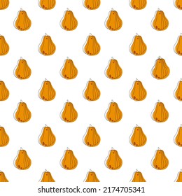 Seamless pattern with pumpkins. Vegetables doodle pattern illustration.