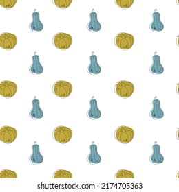 Seamless pattern with pumpkins. Vegetables doodle pattern illustration.
