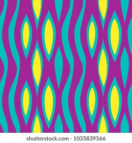 Seamless pattern punchy pastel colors. Colorful background with wave lines geometric.