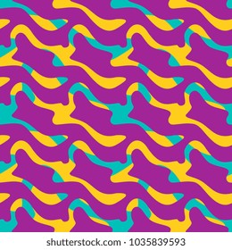 Seamless pattern punchy pastel colors. Colorful background with wave lines geometric.