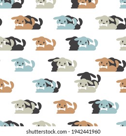 Seamless Pattern with Puppies and Their Bones Vector Graphic Cartoon can be use for background and apparel design