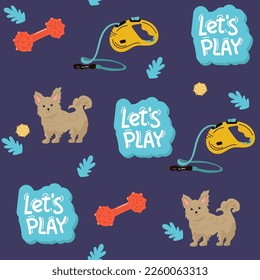 Seamless pattern with puppies. yorkshire terrier Animals pattern. Dogs background. Good for printing on textiles, wrapping paper, wallpapers