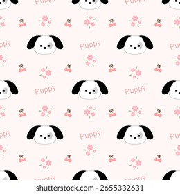 seamless pattern with puppy, fabric patterns, gift wrapping paper, notebook cover, phone case 