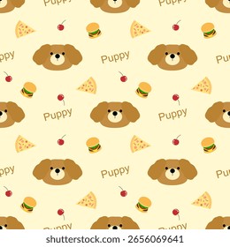 seamless pattern with puppy, fabric patterns, gift wrapping paper, notebook cover, phone case 