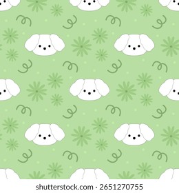 seamless pattern with puppy and flowers, fabric pattern, gift wrapping paper, notebook cover, phone case pattern 