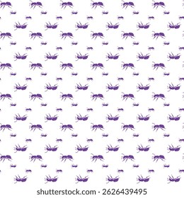 Seamless Pattern of Purple Ants on a White Background