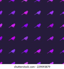 Patrón sin foco Fondo de la silueta de aves moradas