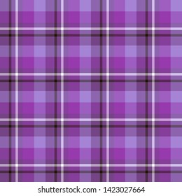 Seamless pattern in purple, black and white colors for plaid, fabric, textile, clothes, tablecloth and other things. Vector image. 