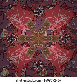 Seamless pattern with purple, brown and pink flowers, watercolor floral pattern, cute flower, tileable for wallpaper, card or fabric. Vector - stock.