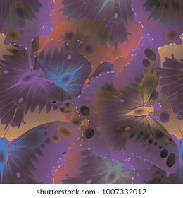 seamless pattern of purple butterflies