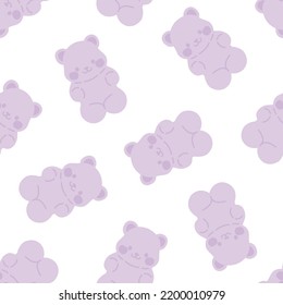 Seamless pattern with purple candy bears