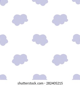 Seamless pattern with purple clouds in stripes on a white background. Vector illustration. Editable can be used for web page backgrounds, pattern fills