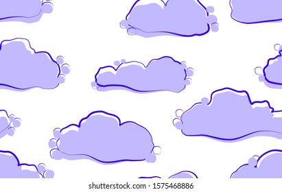 Seamless pattern with purple cloudslouds on a light background. Abstract image of the sky. EPS10 vector illustration.