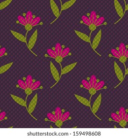 Seamless pattern with purple flowers