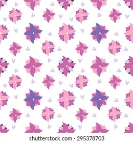 Seamless pattern with purple flowers