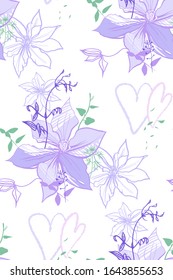 nahtloses Muster mit violettem Blumenmuster in zarten Farben