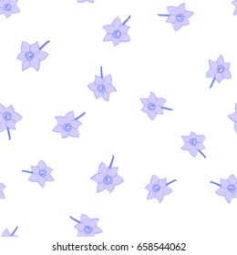 Seamless pattern with purple flowers. Floral decorative background. Vector illustration.