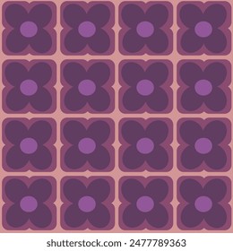 Seamless pattern, purple flowers, mangosteen tone