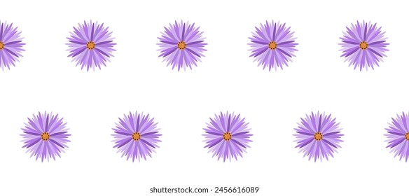 Seamless pattern with purple flowers on a white background. Cover, fabric, background, wallpaper design. Vector illustration  