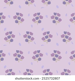 seamless pattern with purple flowers on purple background