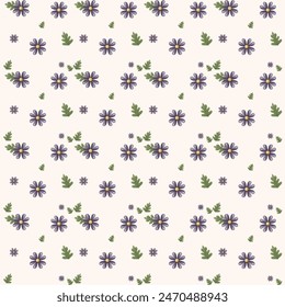 seamless pattern with purple  flowers in the spring