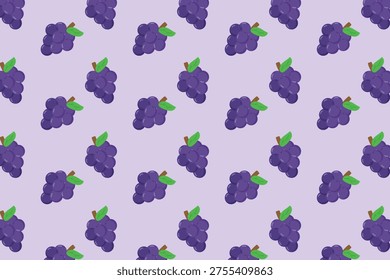 Seamless Pattern of Purple Grapes