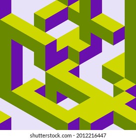Seamless pattern purple with green maze vector