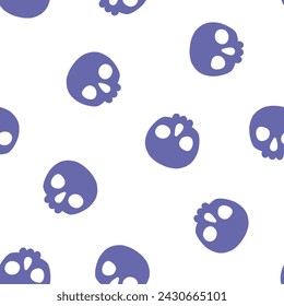 Seamless pattern with purple halloween skulls