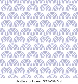 Seamless pattern with purple hand drawn rainbows