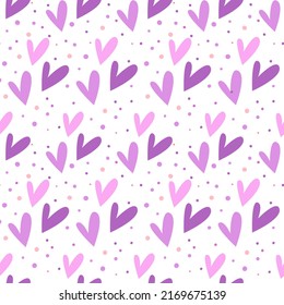 Seamless pattern with purple hearts. Vector layout for lovers.Illustration with the concept of loving hearts for Valentine's Day, business advertising,packaging and wrapping paper,wedding,advertising.