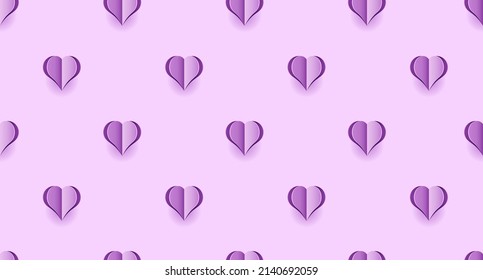 Patrón sin foco con corazones morados. Papel tapiz del corazón. Cortar corazones morados patrón de textura sin costura. Patrón perfecto. Ilustración del vector
