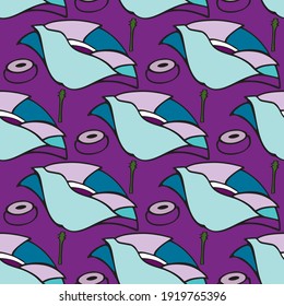 patrón transparente morado lila azul flor y caja de amapola vector 