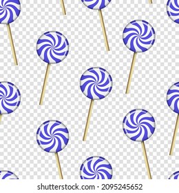 Patrón sin foco con lópops moradas aislado fondo. Caricatura retro estilo dulce dulce dulce de papel tapiz vector.