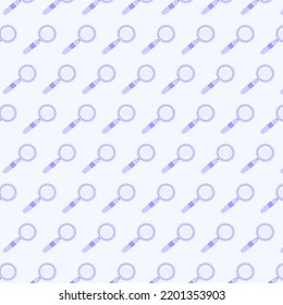 Seamless pattern with purple magnifying glass icon on purple background for poster, banner, wallpaper, wrapping paper, scrapbook, textile and other design.