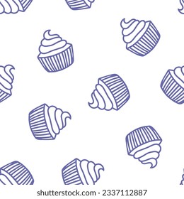 Motif harmonieux de cupcakes aux contours violets