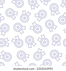 Seamless pattern with purple outline medal