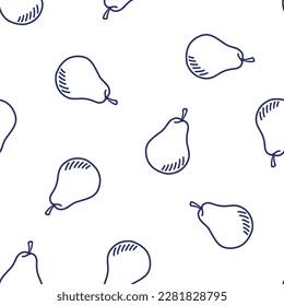 Seamless pattern with purple outline pears