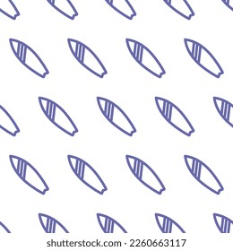 Seamless pattern with purple outline surfboard