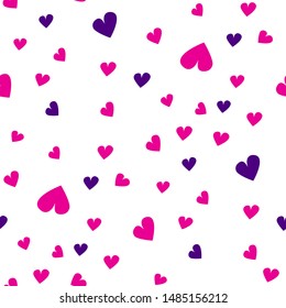 Seamless pattern purple and pink heart.