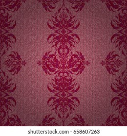 Seamless pattern in purple, pink and red colors. Oriental ornament for textile print, printing or fabric. Islamic vector design.