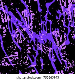 seamless pattern purple pink purple splashes creative paint spots on a black background vector illustration for sportswear fashion