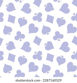 Seamless pattern with purple playing card symbols